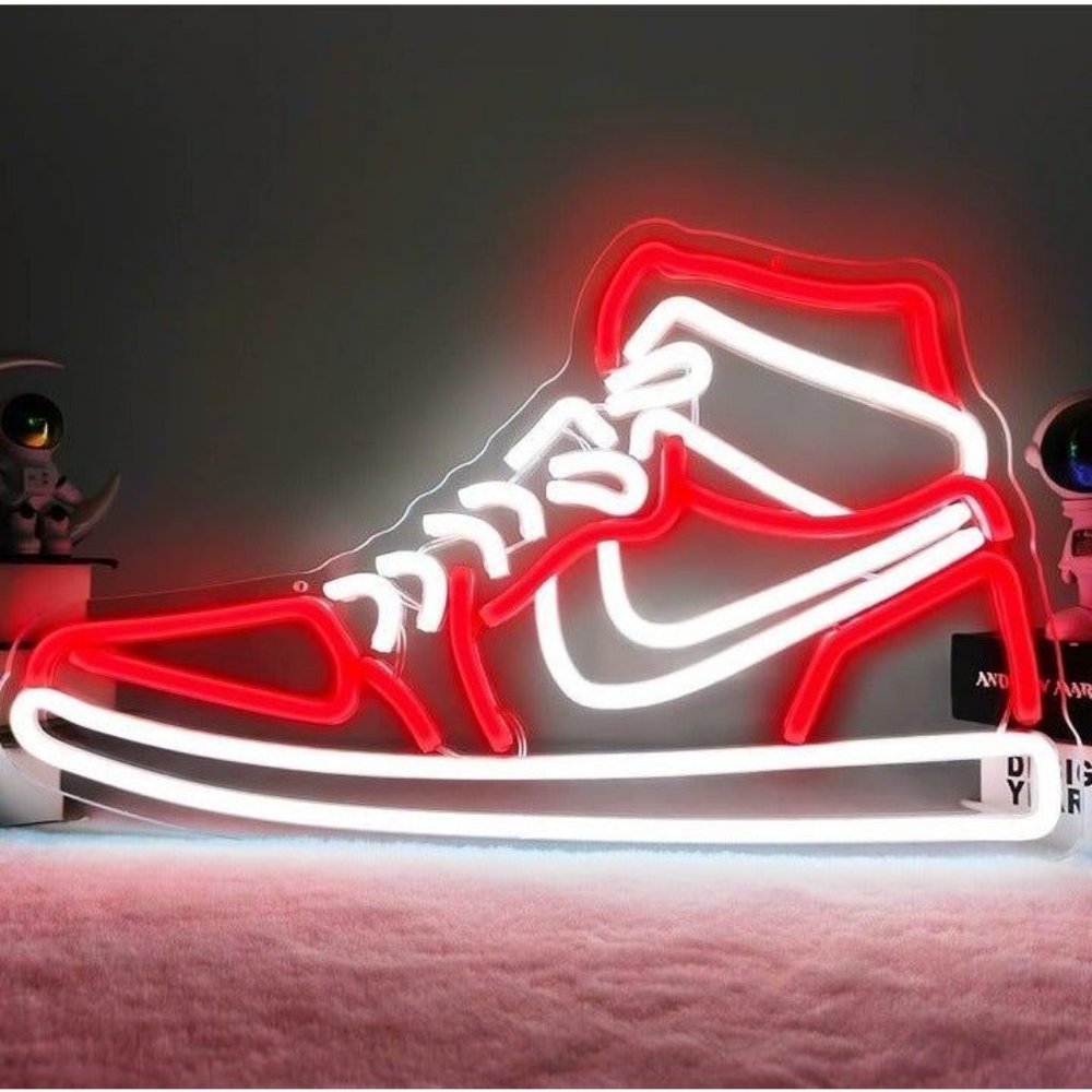 NEW Red White Sneaker LED Light Neon Sign ( Basketball Sports Shoe Wall Decor